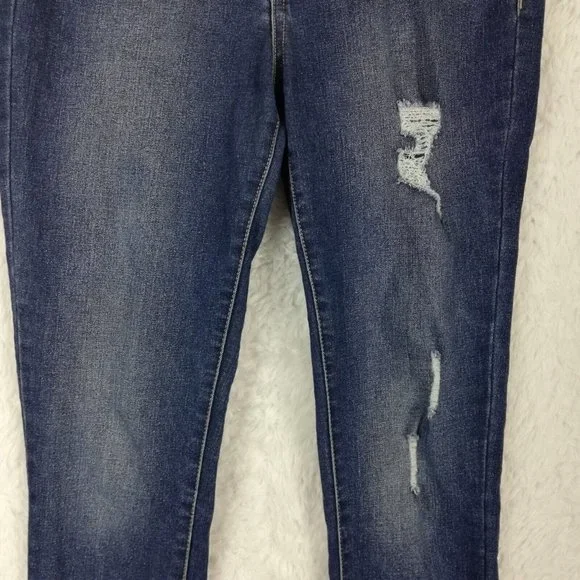 Harper Heritage Womens Jeans Skinny Blue Denim Medium‎ Wash Ripped Mid Rise 26 - Picture 5 of 13